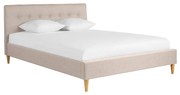 Letto matrimoniale 160x200 cm con testata letto in tessuto beige LEONCE