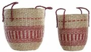 Set di Cestini DKD Home Decor Naturale Rosso Erba di mare (2 pcs) (34 x 34 x 40 cm)