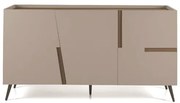 Madia credenza 3 ante inserti teak con scocca Tortora GIRONA con 5 piedini