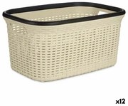 Cesto per i Panni Crema Plastica 36 L 36 x 25,5 x 52,5 cm (12 Unità)