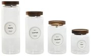 Set di 4 Barattoli Home ESPRIT Naturale Acacia Vetro Borosilicato 1 L 1,3 L 1,7 L 10 x 10 x 29,5 cm