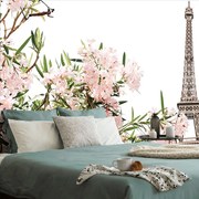Carta da parati – Torre Eiffel e fiori rosa
