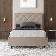 Letto matrimoniale francese contenitore imbottito 140x210 similpelle tortora Priya
