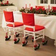 Set 4 coperture gambe sedia elfo natalizio