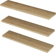 Set 3 Mensole Sospese Da 60 Cm Effetto Legno Chiaro Boss