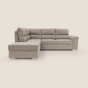 Minerva divano angolare con estraibile a cassettone e pouf contenitore in tessuto morbido impermeabile T02 beige