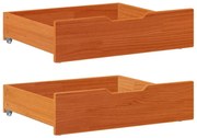 Cassettoni Per Letto 2pz Marrone Cera 75x55x16 Cm Legno Di Pino /