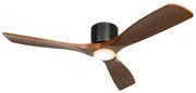 Ventilatore da soffitto nero con legno 131,5 cm con LED dimmerabile con telecomando - Jerri