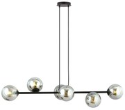 Lampadario a Sospensione in Acciaio e Vetro ROSSI 6 Nero 6xE14 Colore delle Sfere Grafite