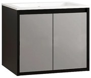 Base per mobile bagno Loto 1 cassetto P 45.5 x L 59.5 x H 50 cm laccato nero con frontali in vetro