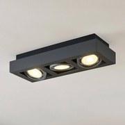 Arcchio Faretto da soffitto Ronka, 49,5 cm, a 3 luci, grigio, metallo, GU10