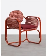 Poltrona con Braccioli in Alluminio e Rattan Sintetico Roys Rosso - The  Masie