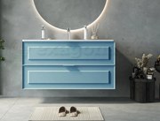 Mobile bagno azzurro opaco 102x47 Dublino con lavabo in ceramica due cassetti con cornice