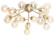 Plafoniera moderna bronzo con vetro ambra 20 luci - Bianca