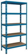 Scaffale in kit 5 ripiani Pokerino L 100 x P 40 x H 180 cm blu 5010, portata per ripiano 220 kg