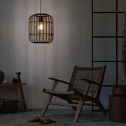 Lampadario Natura Mahini nero paralume marrone E27 Ø30cm INSPIRE