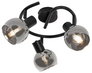 Faretto da Soffitto Smart Nero con Vetro Fumè 3 Luci incl. WiFi P45 - Vidro