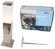 Lampada da esterno in acciaio con presa IP44 - Malios con picchetto da terra e pressacavo