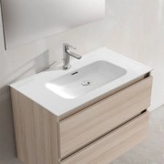 Lavabo a incasso rettangolare vasca centrale L 76 x H 17.5 x P 47 cm in ceramica bianco