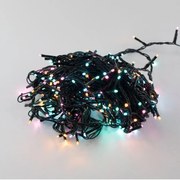 Catenaria Natalizia LED 8 GIOCHI DI LUCE, 18m, Cavo VERDE, IP44, MULTI OPAL Colore Multicolor