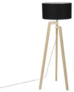 Lampada da terra legno paralume nero 45 cm - PUROS