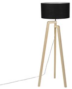 Lampada da terra moderna in legno con paralume nero 45 cm - Puros