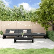 Set divani da giardino 4 pz con cuscini in legno massello nero