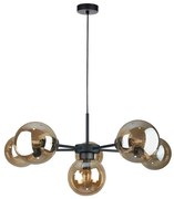 Lampadario a sospensione con filo KALIOPE II 6xE14/50W/230V nero/fumé beige