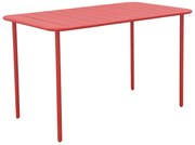 Tavolo da pranzo per giardino Cafe in acciaio con piano in alluminio rosso per 6 persone 70x120cm