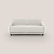 Giglio divano letto scandinavo japandi con materasso H18 cm in tessuto Bouclé impermeabile T07 bianco