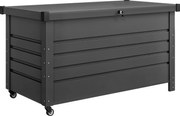 Panca Contenitore da Esterno 120x61x67 cm Capienza 350L con Coperchio Bloccabile in Acciaio Grigio...
