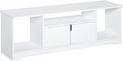 Mobile Porta TV fino a 42" 120x30x41 cm con Armadietto e Ripiani in Legno Bianco...