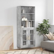 Credenza grigio cemento 69,5x34x180 cm in legno multistrato