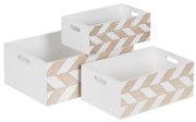 Set di Scatole Decorative Bianco Naturale Legno di paulownia 44 x 31 x 18 cm (3 Pezzi)