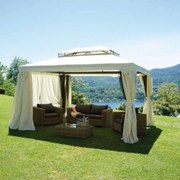 Gazebo Rettangolare in alluminio struttura grigio, copertura ecru L 400 x P 300 x H 300 cm