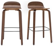 Sgabelli da bar vintage noce H68 cm (set di 2) OBRA