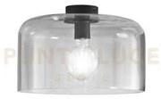 Plafoniera gibus fume' 1 luce attacco e27 35x35x23cm in vetro soffiato