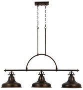 Lampadario Industrial Nordico Emery Metallo Bronzo Palladiano 3 Luci E27