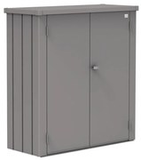 Box portattrezzi in acciaio BIOHORT L 132 x P 57 x H 140 cm grigio quarzo metallizzato