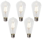 Set di 5 lampadine LED E27 dimmerabili ST64 trasparenti 5W 600 lm 2700K