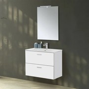 Mobiletto bagno sospeso 80 bianco con top e specchio LED Martha