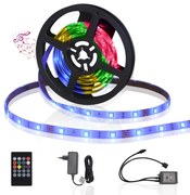 Kit Striscia Led ritmo musicale 12V 24W SMD 5050 3 metri IP65 con telecomando RGB Aigostar