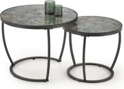 Set di 2 Tavolini da caffè Ines effetto marmo verde/nero