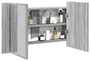 Armadietto A Specchio Con Led Grigio Sonoma 80x12x45cm Acrilico /