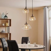 Euluna Lampada a sospensione Turku 3 luci rotonda trasparente/nera