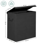 Cesto Porta Biancheria Sporca Kamala 58 Litri - In Plastica Verde Salvia, Con Coperchio Traforato Per Aerazione