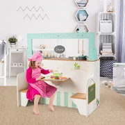 Set cucina per bambini e casa delle bambole 2 in 1 in legno, Giocattolo a  doppia faccia con suoni e luci - Costway