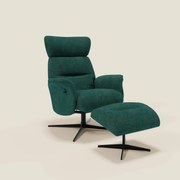 Lunor Poltrona relax reclinabile con pouf poggia-piedi in tessuto bouclé impermeabile T07 verde