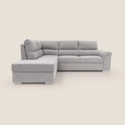 Minerva divano angolare con estraibile a cassettone e pouf contenitore in tessuto morbido impermeabile T02 grigio chiaro