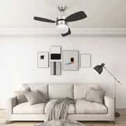Ventilatore Soffitto Con Luce E Telecomando 76 Cm Marrone Scuro /
